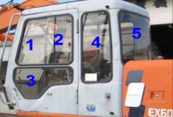 4383431 HITACHI Excavator Glass Cab Window Left Door الوضع الخلفي NO.4