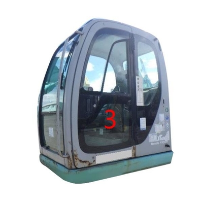 OEM KOBELCO Excavator Glass Left Door الموضع السفلي رقم 3 استبدال الزجاج الأمامي الأخضر