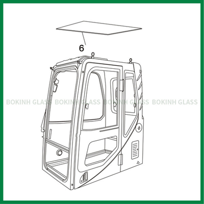 LIUGONG Windshield Glass Window Glass Excavator Window استبدال Sky Glass Position NO.6