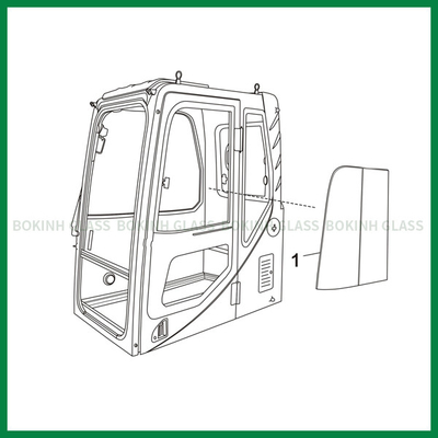 DOOSAN KOBELCO مخصص زجاج أمامي زجاجي OEM موضع جانبي مائل لليسار رقم 1