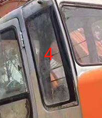 4383431 HITACHI Excavator Glass Cab Window Left Door الوضع الخلفي NO.4