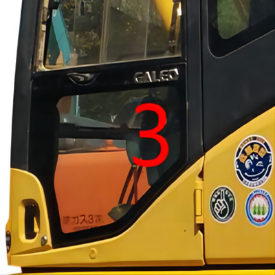 OEM KOMATSU كابينة زجاجية باب يسار موضع سفلي رقم 3 استبدال نافذة الحفار
