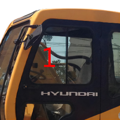 R200-5 R220-5 Excavator Window Glass الجانب الأيسر مائل الموضع رقم 1 حاجب الريح