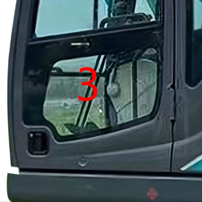 900mm KOBELCO حفارة زجاج الباب الأيسر وضع السفلي NO.3 الزجاج الأمامي