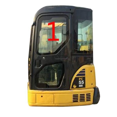 KOMATSU PC55MR زجاج الكابينة وضع الجانب الأيسر زجاج كبير رقم 1 5 مم سميك مقسى