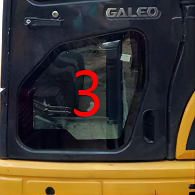 OEM KOMATSU PC55MR الكابينة الزجاجية للباب الأيسر ، الموضع السفلي رقم 3 ، استبدال نافذة الحفار