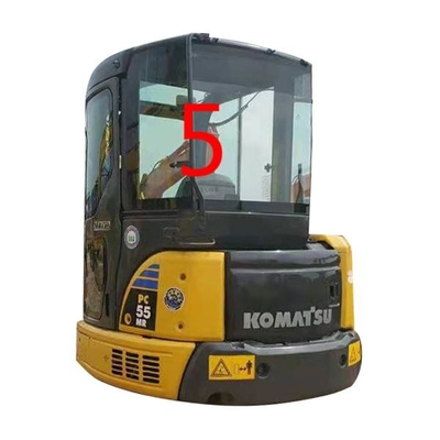 الزجاج الأمامي PC55MR PC55 KOMATSU استبدال نافذة حفارة بنفايات الجانب الخلفي رقم 5