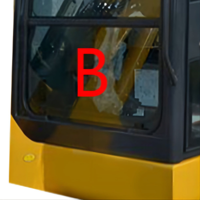 PC56-7 PC56 استبدال الزجاج الأمامي للأسفل Komatsu Excavator Glass Position.B Glass