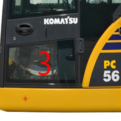 OEM KOMATSU PC6-7 PC56 الكابينة الزجاجية للباب الأيسر للباب السفلي موضع رقم 3 لاستبدال النافذة
