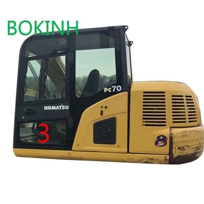 PC70-8 KOMATSU كابينة زجاج OEM الباب الأيسر وضع سفلي رقم 3 استبدال نافذة الحفار