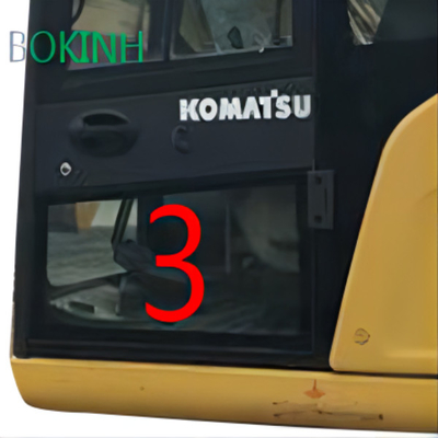 PC70-8 KOMATSU كابينة زجاج OEM الباب الأيسر وضع سفلي رقم 3 استبدال نافذة الحفار